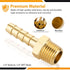 KOOTANS 4pcs Brass Quick Coupler Air Hose Fittings, 1/4" Hose Barb to 1/4 NPT Male Thread, M Type Adapter Connector