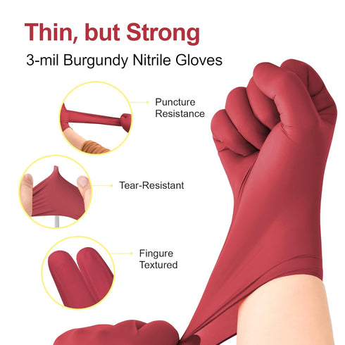 50, 3mil, SwiftGrip Disposable Nitrile Exam Gloves, Small, Box of Burgundy, Latex-Free, Powder-Free, Medical Grade