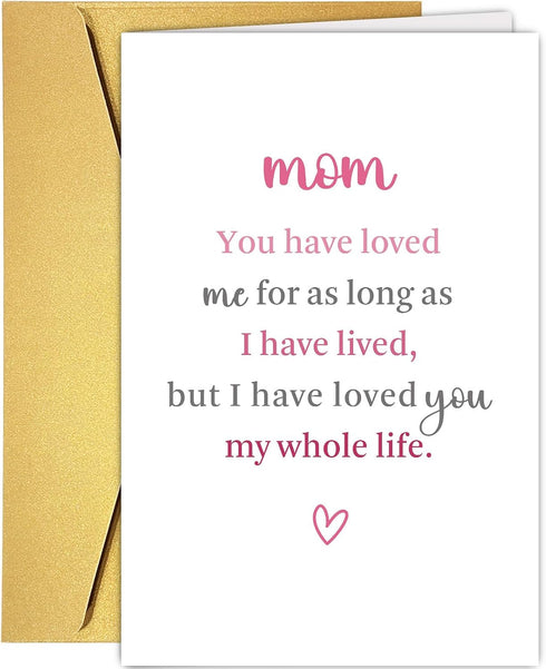 Supoeguk Heartfelt Mother's Day Card for Mom, Sweet Mom Birthday Card from Daughter