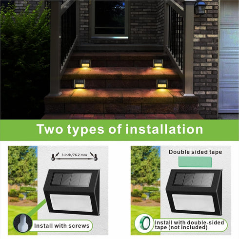 XLUX 6 Pack Solar Lights for Steps Decks Pathway Yard Stairs Fences, LED lamp, Rainproof, Black Metal Housing