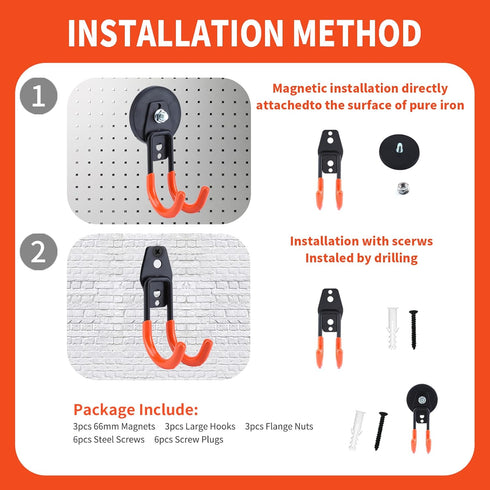Laowu Heavy Duty Magnetic Hooks - 2.6in Neodymium Magnets for Hanging, Large Magnetic Storage Utility Hook