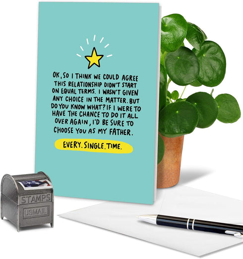 NobleWorks Funny Father's Day Card for Dad, Pa, Pop, Stepfather with Envelope - Humor Greeting Card