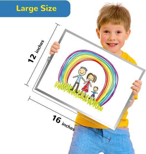 Large Magnetic Desktop Whiteboard, 16inX12in with Stand, 10 Markers, 4 Magnets, Portable Double-Sided Easel