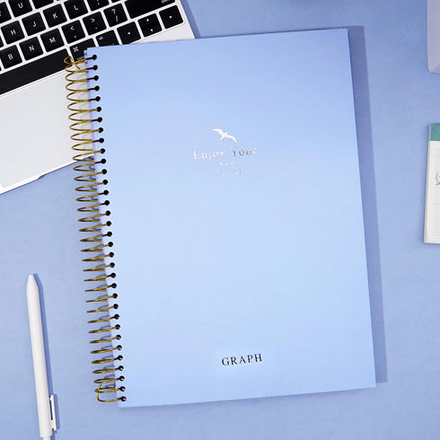 FLYING EAGLE Large Graph Notebook, 8.5 x 11, 210 Pages, Hardcover Engineering Paper, Blue