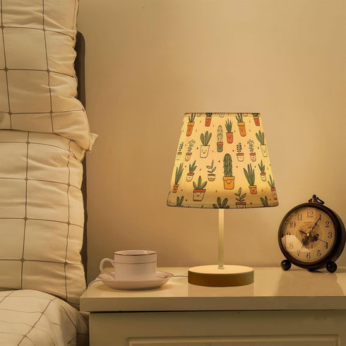 3 ALAZA Bedside Lamp Cactus Tropical Plants Leaves Table Lamp for Bedroom Desk Lamp with USB Port LED Nightstand Color