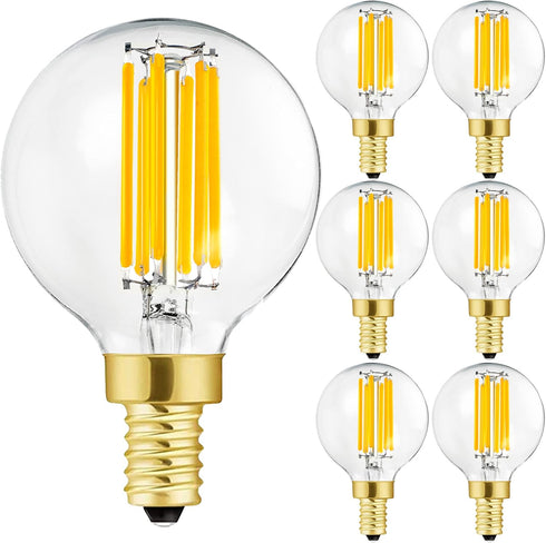 6 Pack Leools E12 Dimmable G16.5 Bulbs, 6W (60W Equivalent), 600lm, Soft White 3000K for Chandeliers, Ceiling Fans