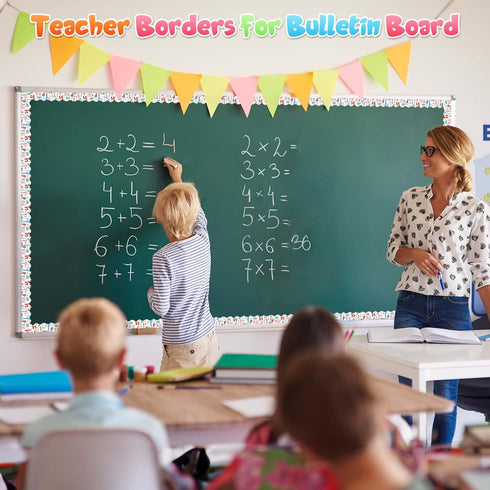 Bulletin Board Border Trim Spring Borders Colorful Summer Blue Ocean Hot Air Balloon Rainbow Removable Blackboard