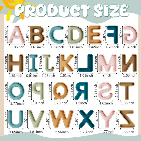 VioraWhite 26 Set Pcs Food Grade Silicone ABC Letters ( CPC Certified) Soft Children Sensory and Messy Play Alphabet