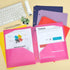 EOOUT 10pcs Colorful File Folders, Plastic with Pocket and 2 Business Card Slots, 3 Hole Punch for Binder