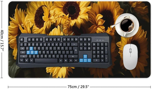 HFDSIFBUJ 30"x 16",Non-Slip Sunflower Bouquet Yellow Flowers Large Desk Mat Rubber Gaming Mouse Pad for Keyboard Office