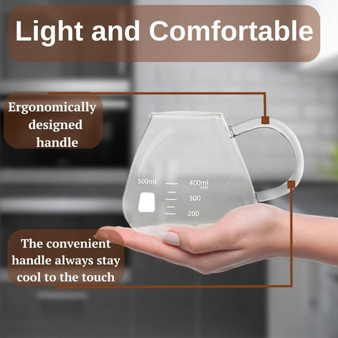 Erlenmeyer Flask Mug - Beaker Coffee Mug with Measurements, Borosilicate Glass 16.9oz (500mL) Capacity