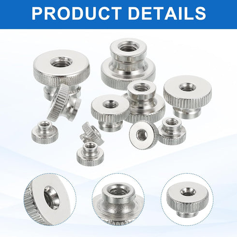 MECCANIXITY 6Pcs M3x7mm 3D Knurled Thumb Nuts, Carbon Steel Nut Iron Round Knobs Fasteners High Head Through Hole Hand