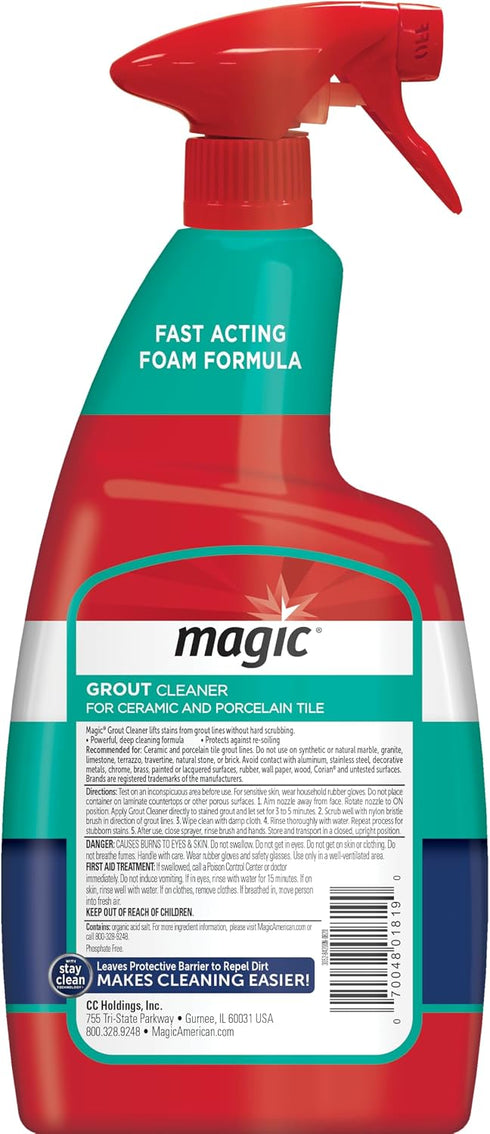 30 Oz MAGIC Grout Cleaner for Tile Floors Bundle - Cleaning Solution for Ceramic & Porecelain Tile, Fast Acting Foam
