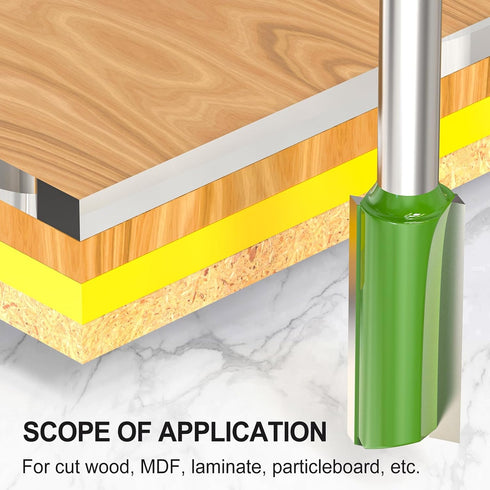 7PCS Set 1/4 Inch Set, 1/8", 5/32", 3/16", 1/4", 5/16", 3/8", 15/32" Straight Cut Router Bits Shank Straight Dado