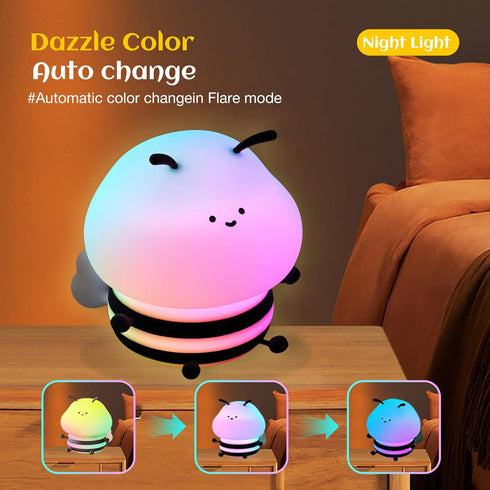 YSCYQ 3 Changing,7colors Bee Night Light For Kids, Squishy Lamp, Animal Night Light, Levels Of Brightness,Kids Lamp