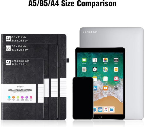 Large A5 Lined Journal Notebook, 312 Numbered Pages, 100gsm Thick Paper, Hardcover Vegan Leather Journal for Women Men
