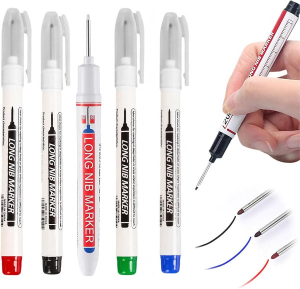 JGFJGF Deep Hole Marker Pens, 20mm Long Nib Permanent Pens, Waterproof Permanent Construction