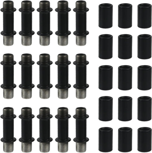 Wealrit 15 Sets Black Straight Pipe Lamp Stem with Connector Metal Threaded