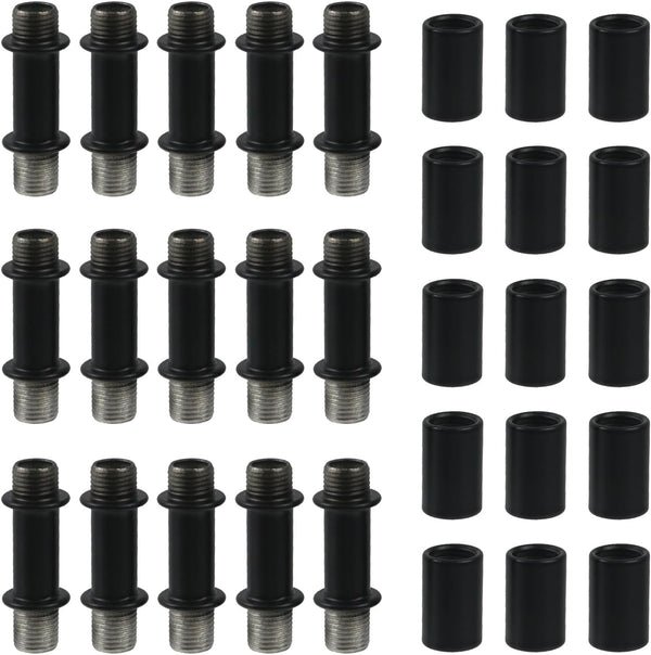 Wealrit 15 Sets Black Straight Pipe Lamp Stem with Connector Metal Threaded