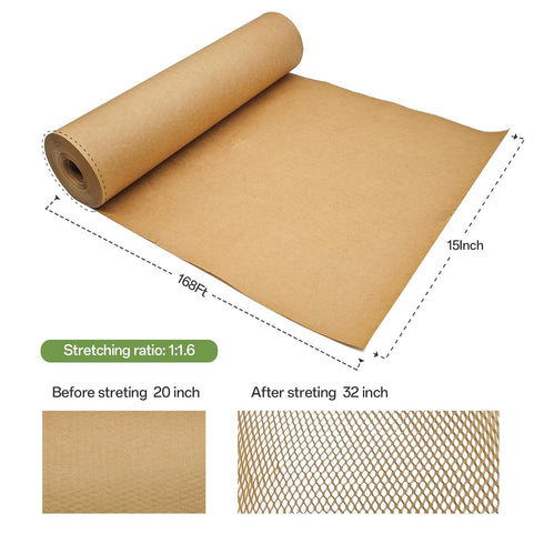 Packing 15" 168' Packaging Honeycomb Paper, x Honeycomb Cushioning Wrap Roll for Moving Shipping Gifts, Recyclable