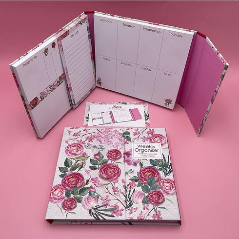 Cute Weekly Organiser Self-Stick Notes, Mini Sticky Note Tab, Pastel Memo Pad Set, Colored Printing with Rose Shapes,