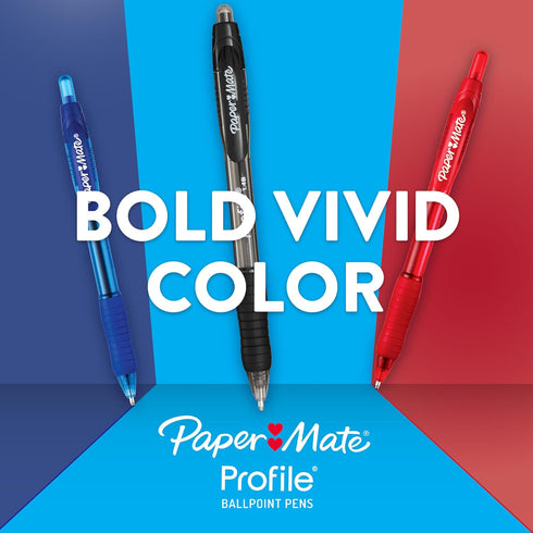 Paper Mate Profile Retractable Ballpoint Pen, Medium Point (1.0mm), Red, 12 Count