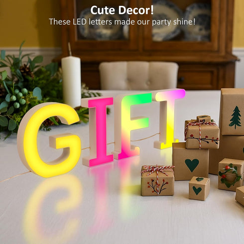 MeRGBWLife Light Up LED Letter Lights USB Powered Color Changing Alphabet Sign, APP Controlled Night Light for Bedroom