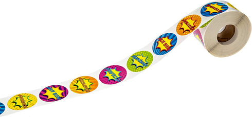 SBLABELS Spanish Reward Stickers, 500 Teacher Classroom Stickers, 8 Alternating Superhero Comic Designs, 1.5"