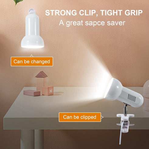 RONG&LAN LED Metal Clip On Light, 360 Adjustable Clamp Reading Light for Desk, Eye-Friendly Book Night Light for Dorm