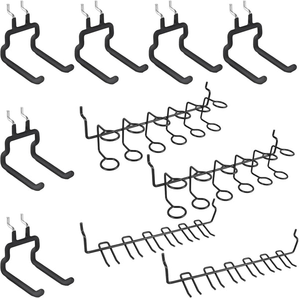 Utility Heavy Duty Pegboard Hooks - 10 Pack Accessories for Hanging Tools, Fit 1/4" Peg Holes, Large Tool Holders for