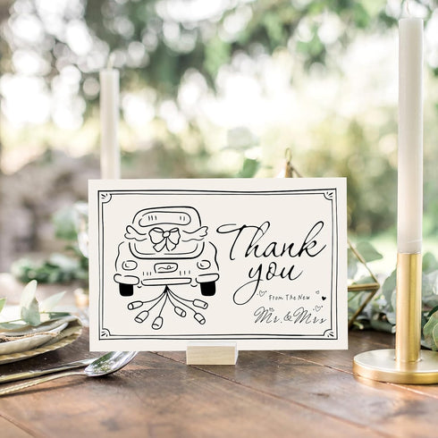 50 Pack Whaline Wedding Thank You Cards Boxed Black The New Mr & Mrs Car Cake Thank You Greeting Note Cards