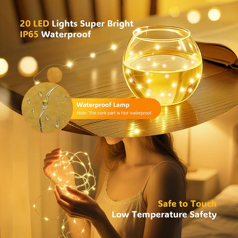10 Pack 20 6.6 PChero Wine Bottle Lights with Cork & Remote Timer, LED ft Fairy String Lights Battery Operated for DIY