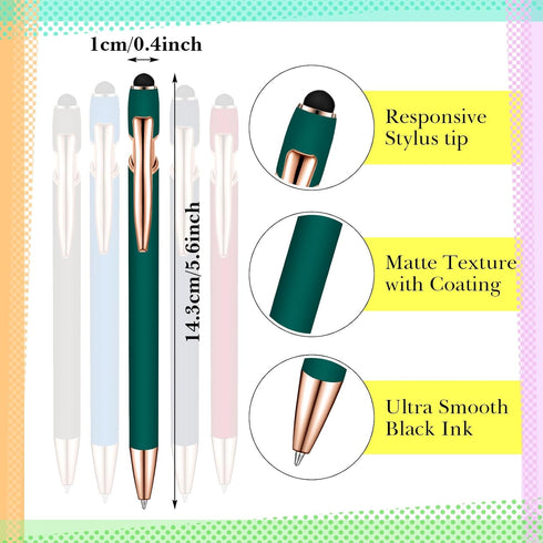Zonon 38 Pieces Rubberized Ballpoint Pen with Stylus Tip Stylish Metal Pen Capacitive Styli with Soft Rubberized Grip