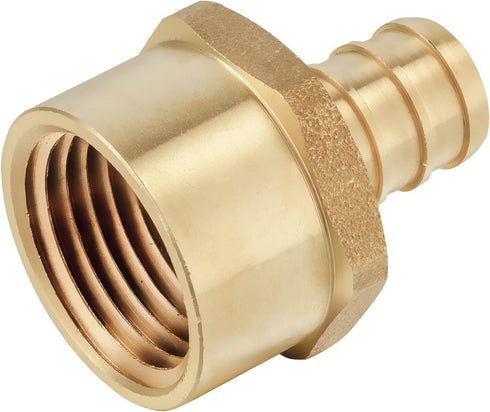 EFIELD Pex 3/4" x 1/2" Female NPT Thread Adapter Barb Crimp Brass Fitting (Pack of 5)