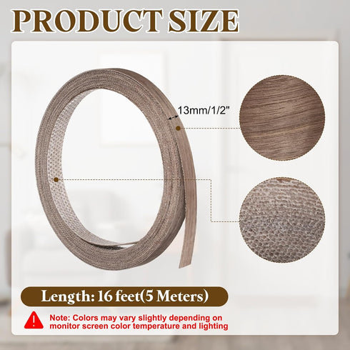 1/2 Inch 13ft uxcell x Wood Veneer Edge Banding, Pre-Glued Flexible Walnut Edging Strips, Iron on with Hot Melt