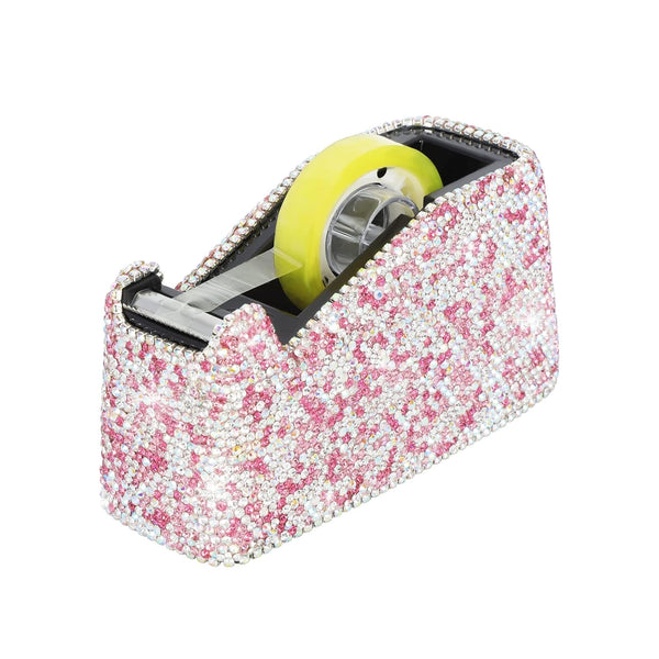 KEYPOWER Bling Crystal Luxury Handmade Diamond Desktop Tape Dispenser - Fashion Girls Women (Pink)