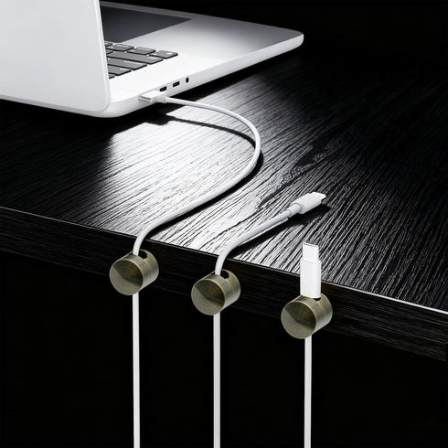 Hpgoxkd 4 Sets Cord Holder for Nightstand,Antique Copper Metal Charger Holders for Cords Organizers for Desk, Office