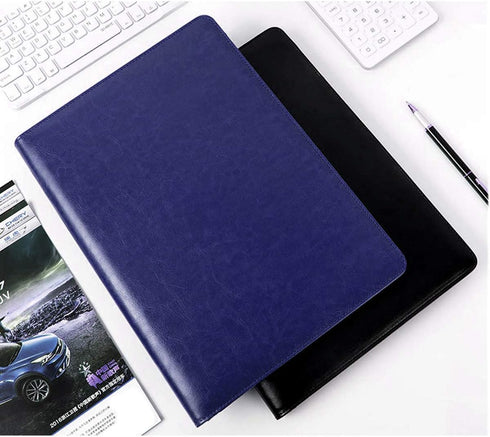 WAVEYU Padfolio Clipboard Folder, Faux Leather Storage Clipboard for Letter Size A4 Notepad, Blue