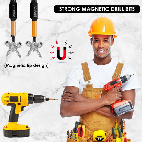 20Pcs Impact Hex Head Allen Wrench Drill Bit Set, SAE and Metric 1/4" Hex-Shank S2 Alloy Steel Kit