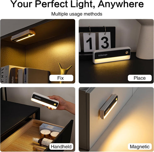 1800mAh 3000K Closet Motion Sensor Night Lights, Rechargeable Motion Activated Night Light, Battery Operated LED Sensor