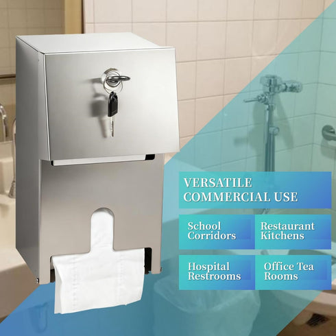ZSHIGANMA Commercial (1) Double Rolls Toilet Paper Dispenser Holder,Heavy Duty Stainless Steel Tissue Dispenser Wall