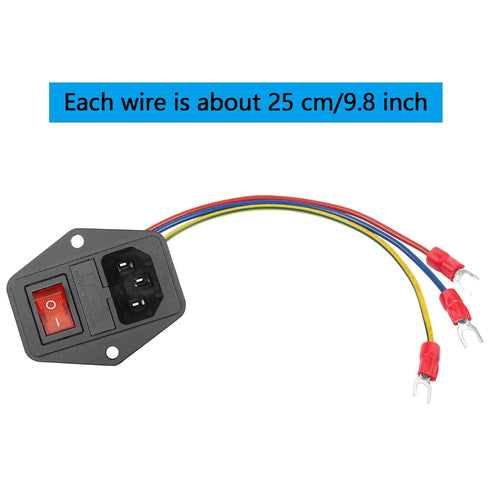 PNGKNYOCN 6A 250V Rocker Switch Power Socket Inlet Module, 10A Fuse with Indicator Light, 2-Pack
