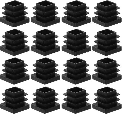 HAKIDZEL 30 Pcs Black Square Plastic Furniture Leg Plugs 15x15mm Thickened Tube End