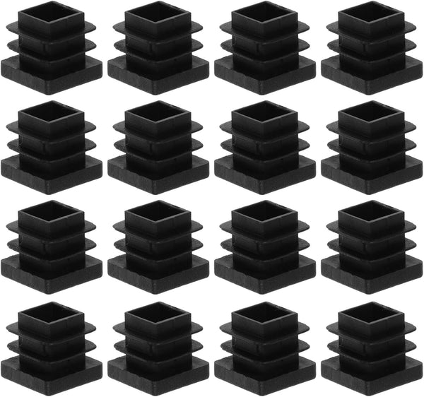 HAKIDZEL 30 Pcs Black Square Plastic Furniture Leg Plugs 15x15mm Thickened Tube End