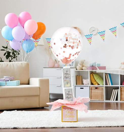 ValueBargain Money Birthday Box, Money Box for Cash Gift Birthday, Funny Pull Cash Surprise for Party Gift (Pink)