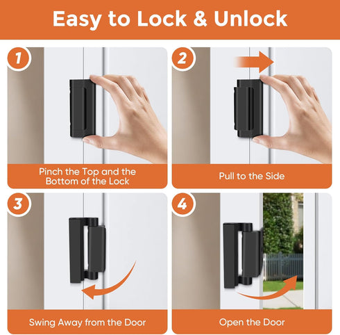 Jkrycyf 2 Pack 800 lbs, Home Security Door Reinforcement Lock, Door Locks for Kids Safety Withstand Child Proof Door