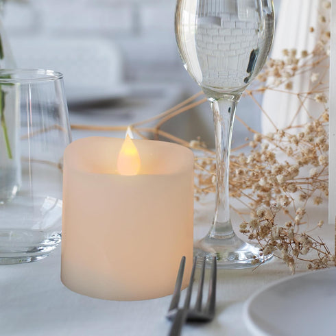 3x3 Flickering Flameless Candles Set of 1,3 inch Real Wax LED 600 Hours Battery Candles with Timer Remote,Control for Valentines Day Wedding Party Holiday Indoor/Outdoor, Ivory by MISSTIME