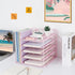 Desk Organizers and Accessories, 5-Tier Reference System with File Holder, Pink Office Supplies