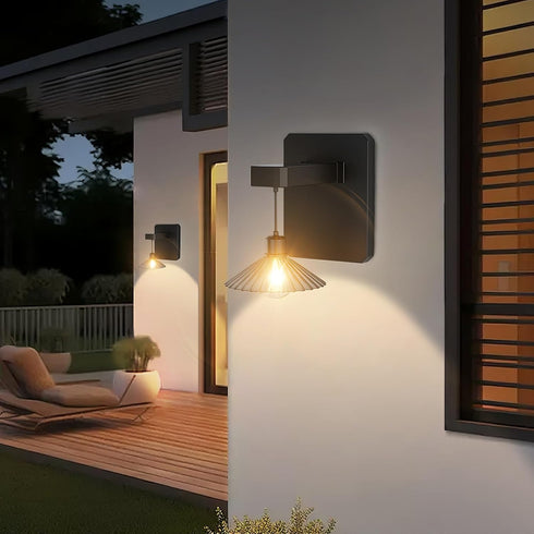 2 Pack Bulb Outdoor Solar Powered Wall Light with Dusk to Dawn Wall Mount Sconce Anti-Rust Waterproof Wall Lantern