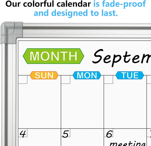 JILoffice 2 Month Magnetic Dry Erase Calendar Whiteboard, 36 x 24 Inch, Wall Mounted